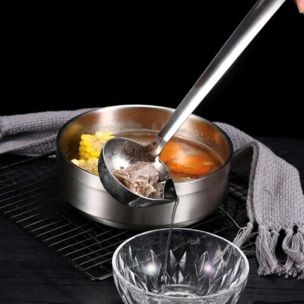 1 Pc Stainless Steel Thickened Leakproof Oil Strainer With Pointed End, Oil Separator, Available In 2 Sizes: M/L